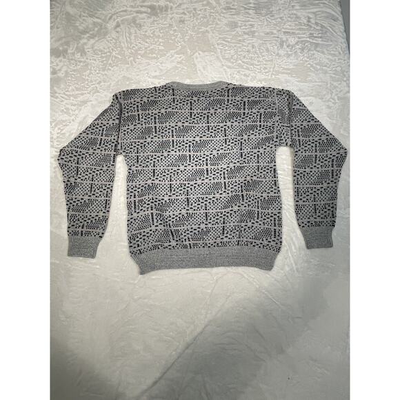 Vintage Jantzen Men's Sweater Grandpa Made In USA Geometric Pullover Pink Gray L - Picture 4 of 6